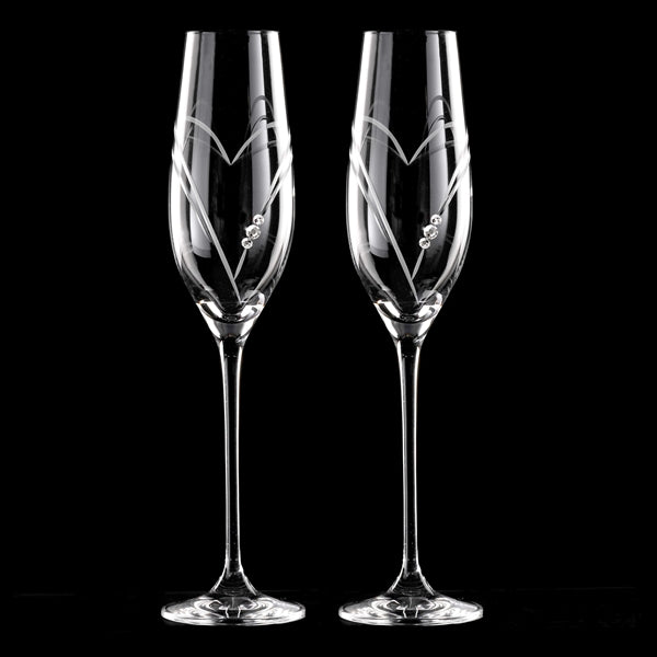 Two Hearts Champagne glas i et sæt
