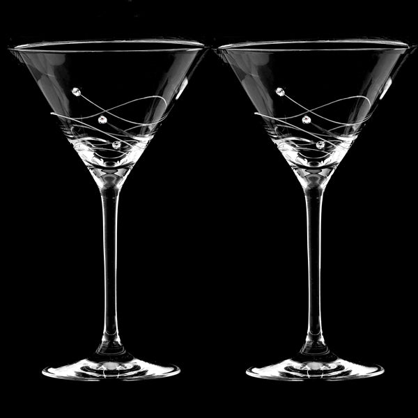 Cocktail glas med indgraveringer og krystaller i et sæt