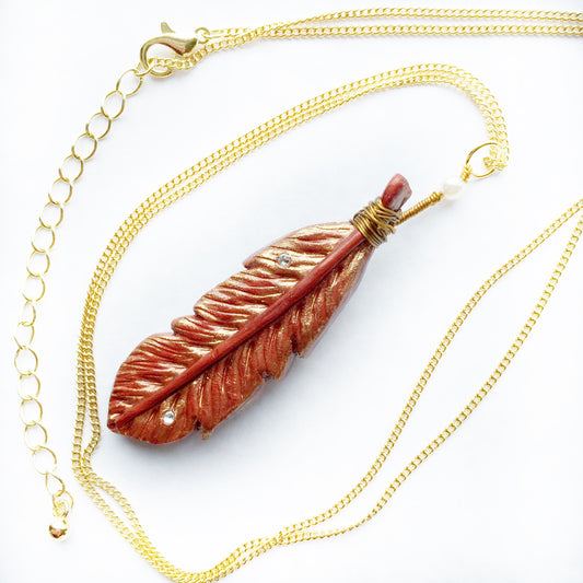 Fjerhalskæde bronze polyfjer