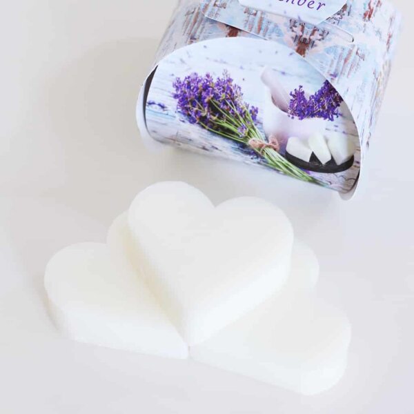 Gaveæske med 3 hjerteformede Lavendel sæber
