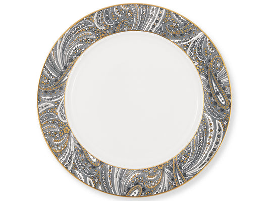 Stor tallerken i grå og guld