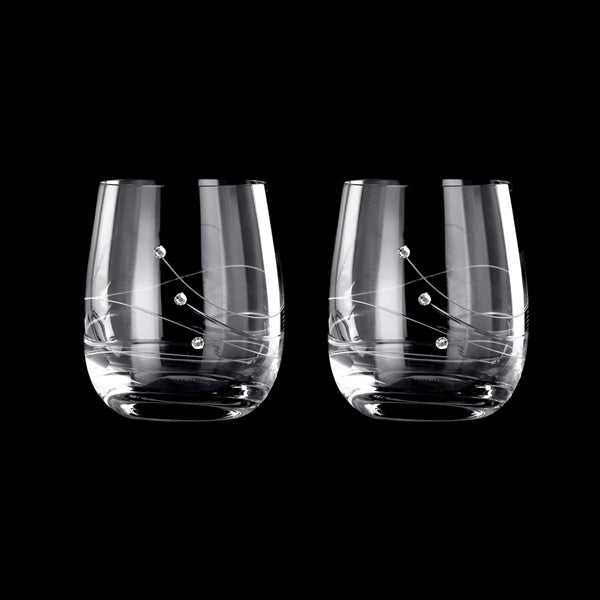 Tumbler glas med indgraveringer og krystaller i et sæt