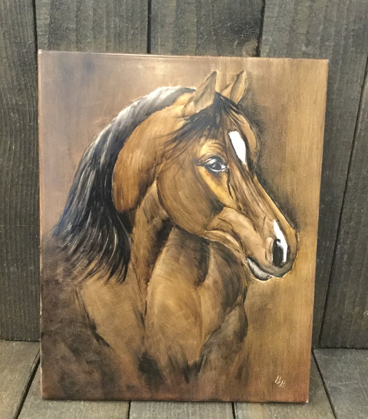 Hest portrætteret på flise